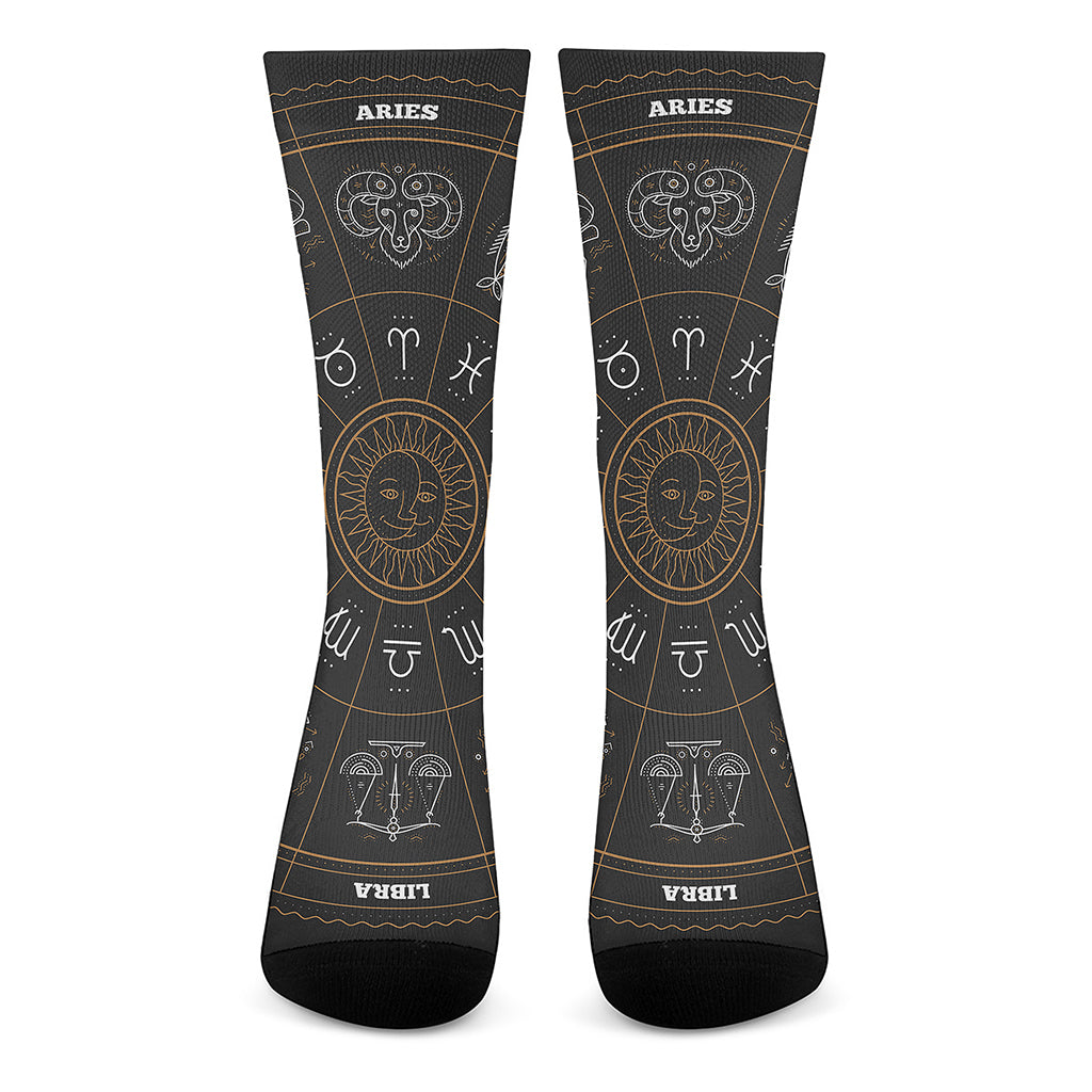 Vintage Zodiac Circle Print Crew Socks