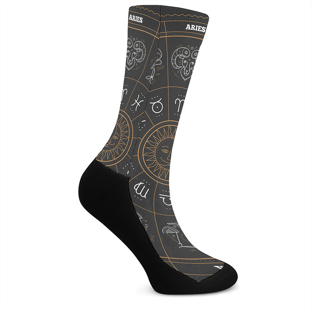 Vintage Zodiac Circle Print Crew Socks