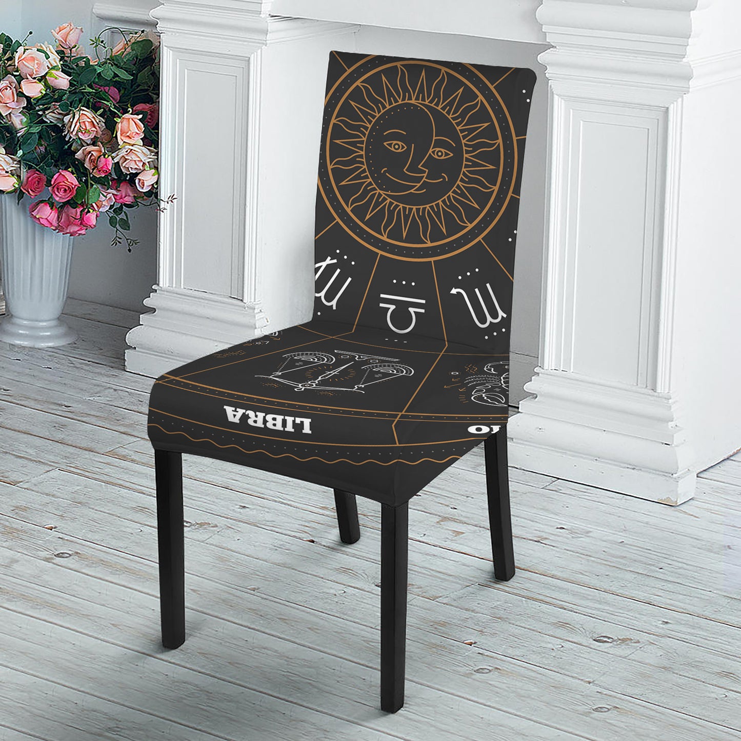 Vintage Zodiac Circle Print Dining Chair Slipcover