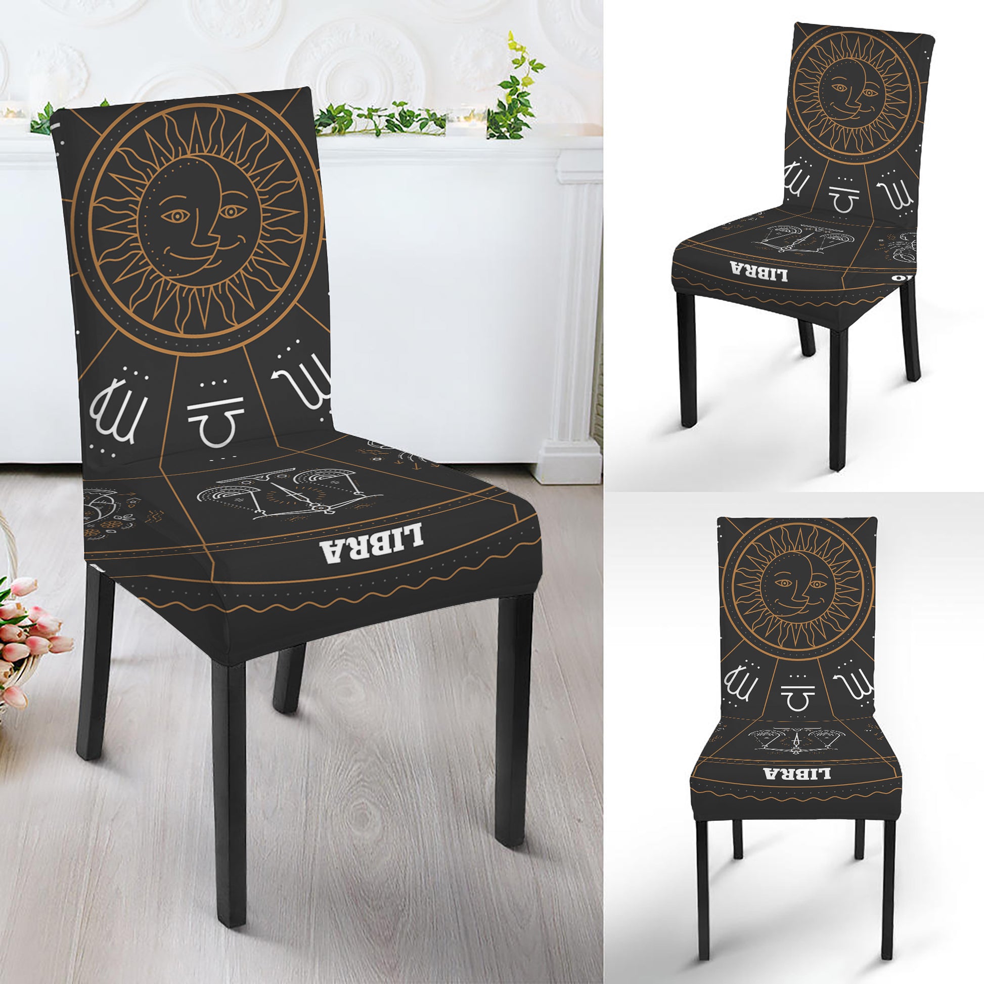 Vintage Zodiac Circle Print Dining Chair Slipcover