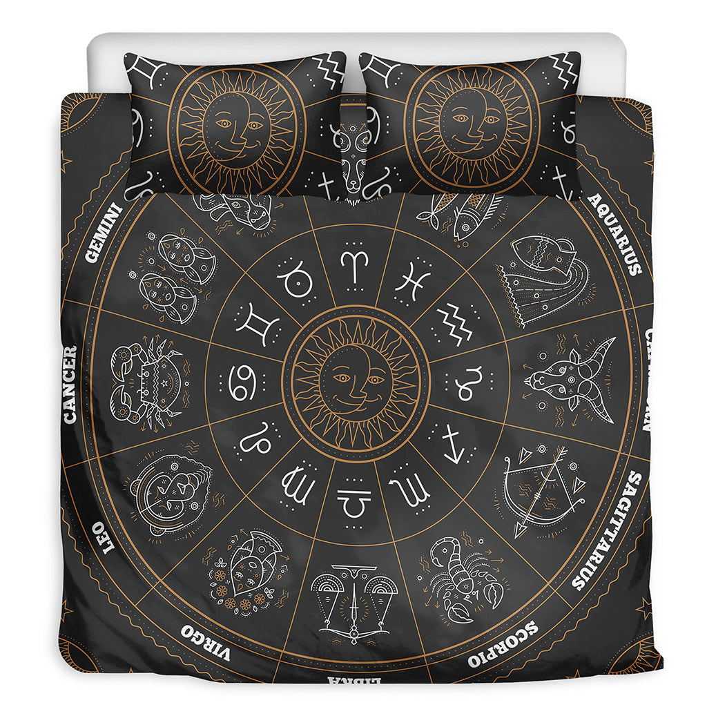 Vintage Zodiac Circle Print Duvet Cover Bedding Set