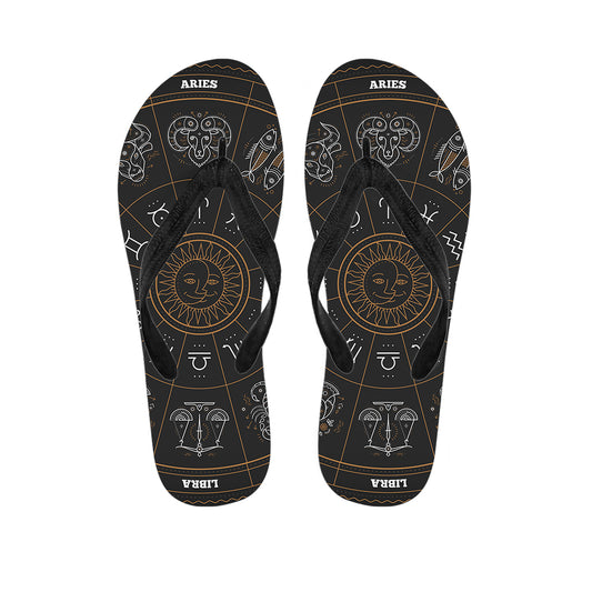 Vintage Zodiac Circle Print Flip Flops