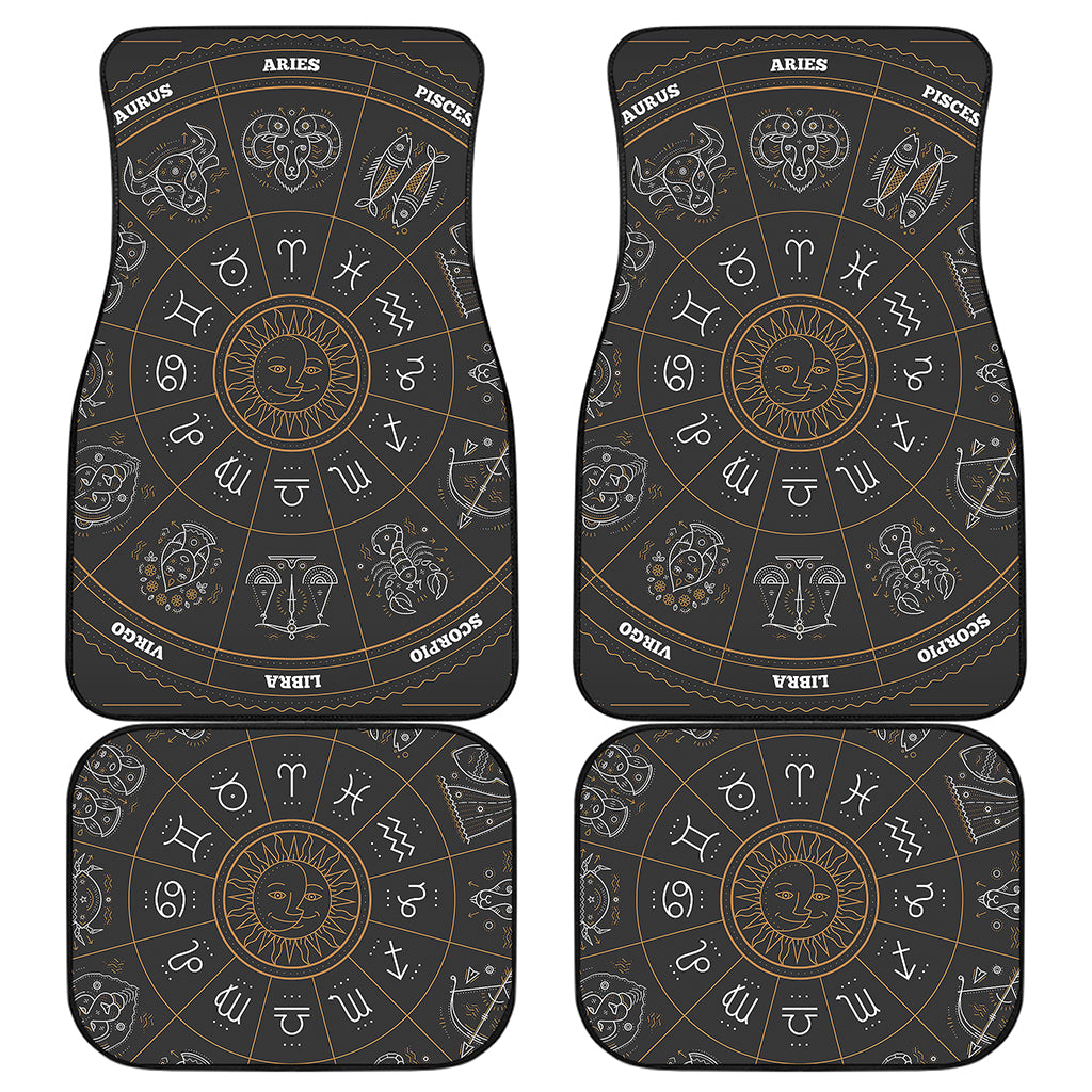 Vintage Zodiac Circle Print Front and Back Car Floor Mats