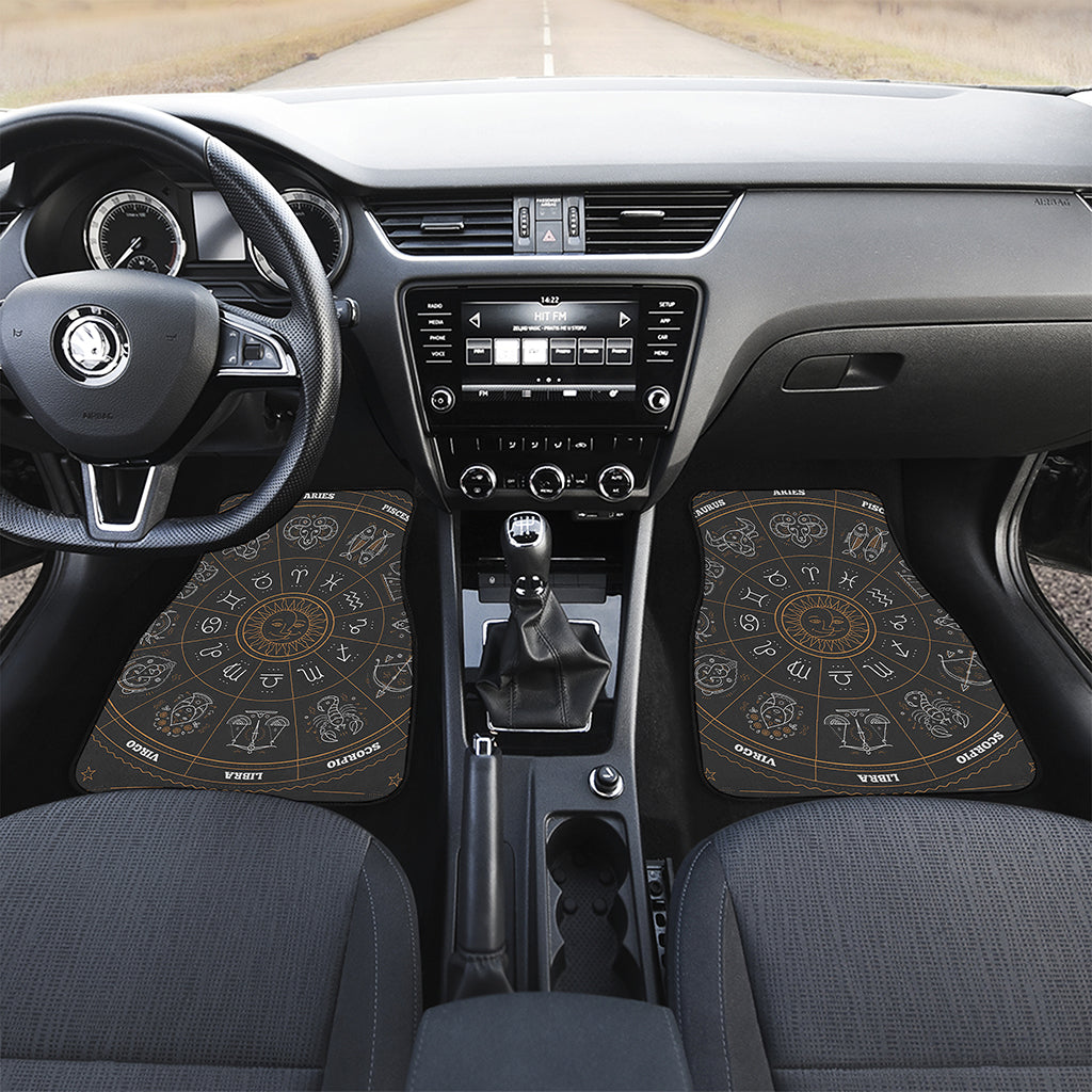 Vintage Zodiac Circle Print Front and Back Car Floor Mats
