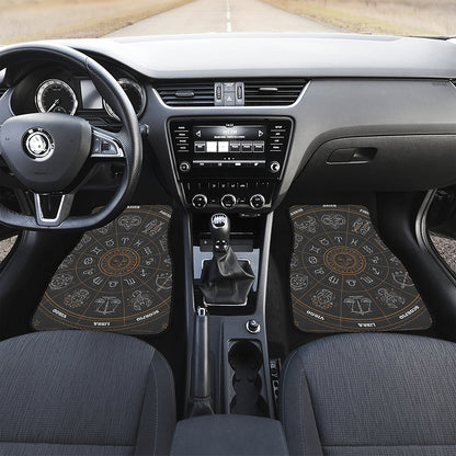Vintage Zodiac Circle Print Front and Back Car Floor Mats