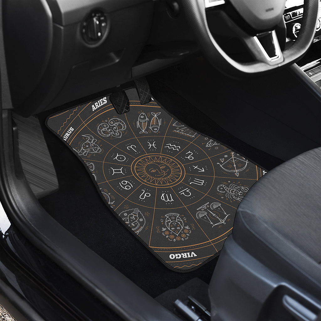 Vintage Zodiac Circle Print Front and Back Car Floor Mats