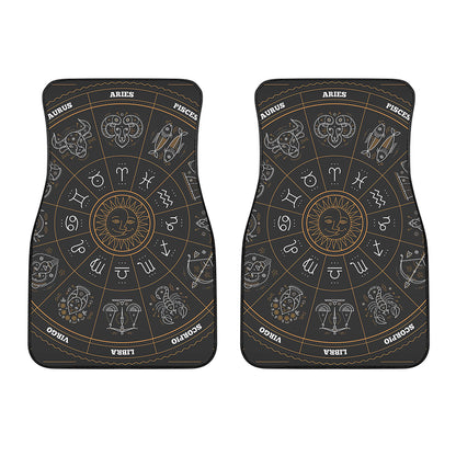 Vintage Zodiac Circle Print Front Car Floor Mats