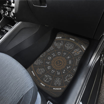 Vintage Zodiac Circle Print Front Car Floor Mats