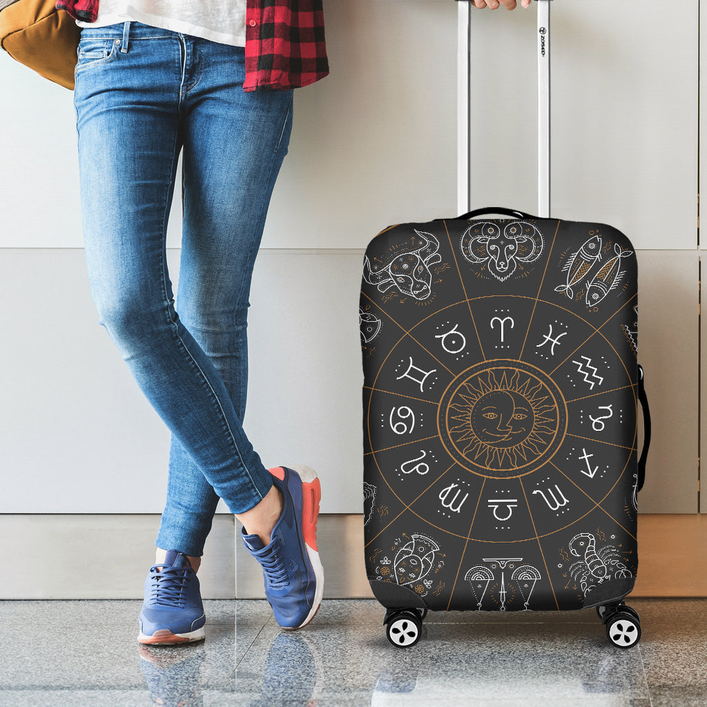 Vintage Zodiac Circle Print Luggage Cover