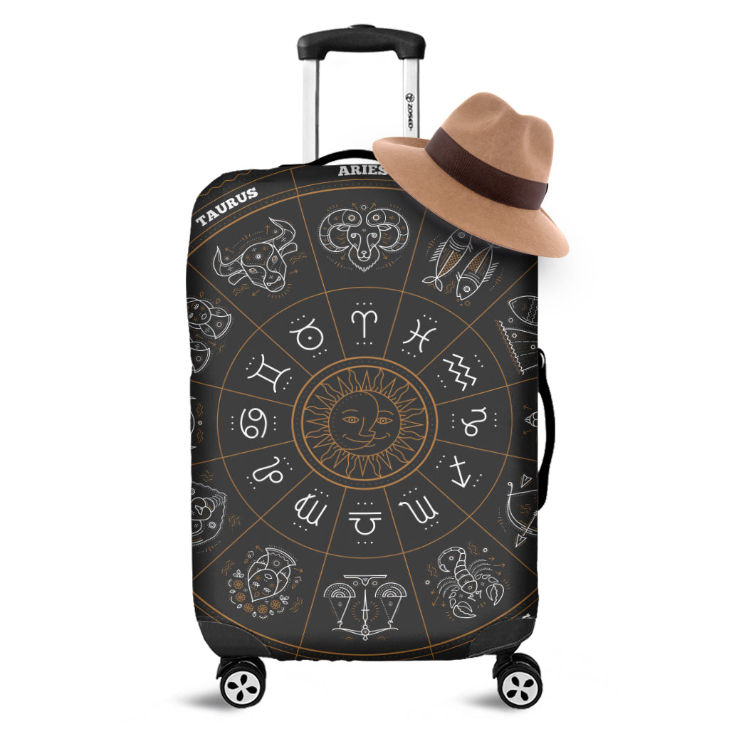 Vintage Zodiac Circle Print Luggage Cover
