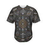 Vintage Zodiac Circle Print Men's Baseball Jersey