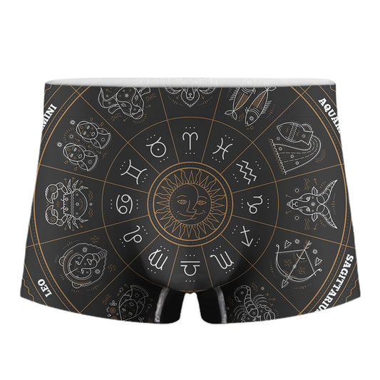 Vintage Zodiac Circle Print Men's Boxer Briefs