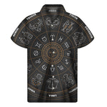 Vintage Zodiac Circle Print Men's Short Sleeve Shirt