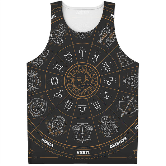 Vintage Zodiac Circle Print Men's Tank Top