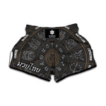 Vintage Zodiac Circle Print Muay Thai Boxing Shorts