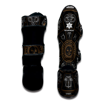 Vintage Zodiac Circle Print Muay Thai Shin Guard
