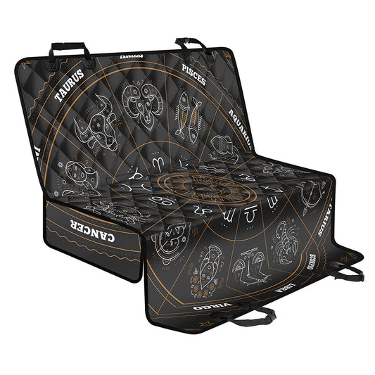 Vintage Zodiac Circle Print Pet Car Back Seat Cover