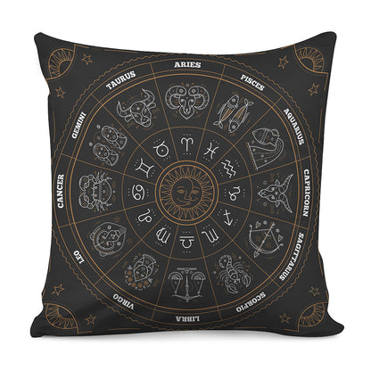 Vintage Zodiac Circle Print Pillow Cover