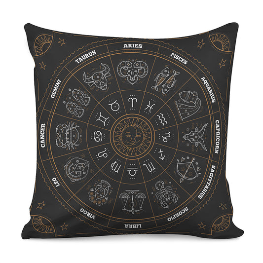 Vintage Zodiac Circle Print Pillow Cover