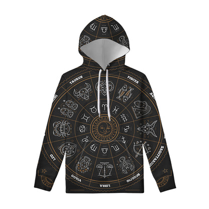 Vintage Zodiac Circle Print Pullover Hoodie