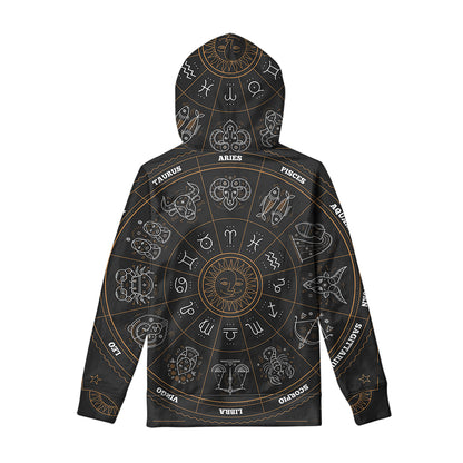 Vintage Zodiac Circle Print Pullover Hoodie