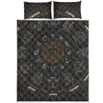 Vintage Zodiac Circle Print Quilt Bed Set