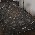 Vintage Zodiac Circle Print Quilt Bed Set