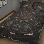 Vintage Zodiac Circle Print Quilt Bed Set