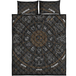 Vintage Zodiac Circle Print Quilt Bed Set