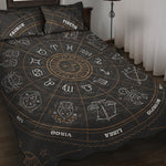 Vintage Zodiac Circle Print Quilt Bed Set