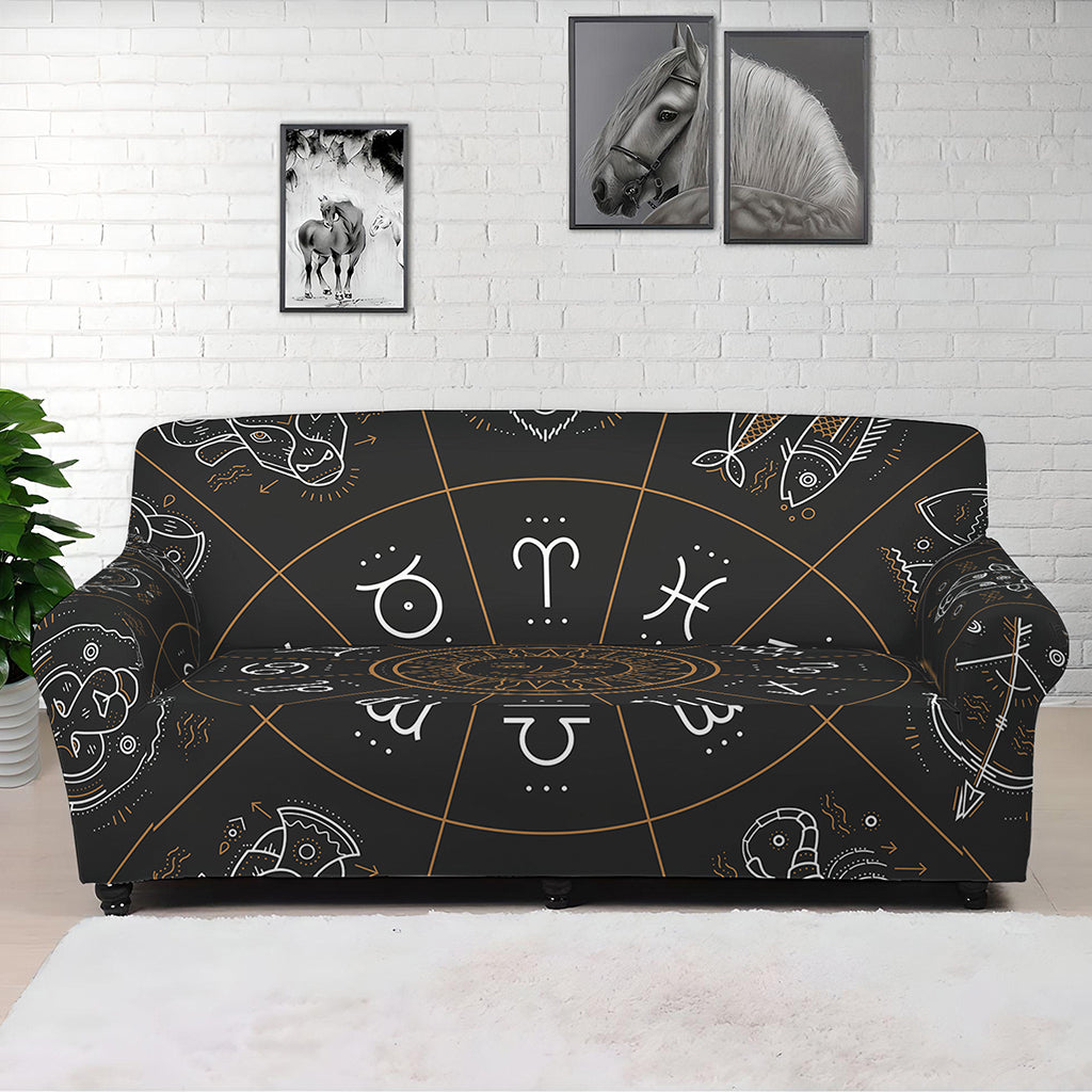 Vintage Zodiac Circle Print Sofa Cover