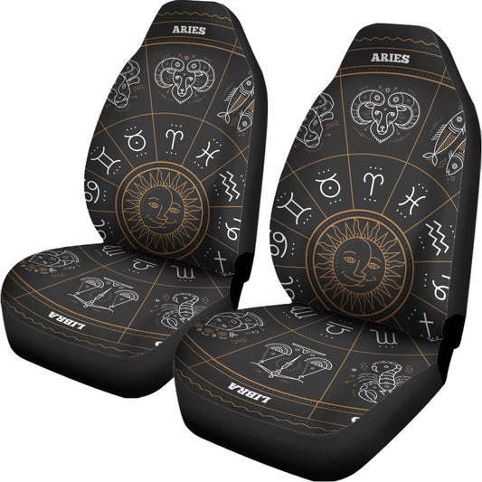 Vintage Zodiac Circle Print Universal Fit Car Seat Covers