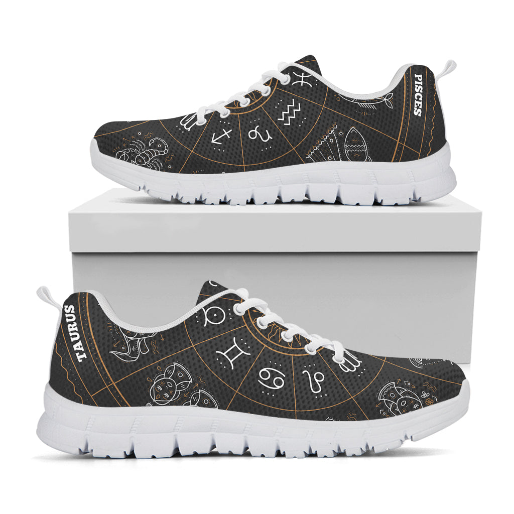 Vintage Zodiac Circle Print White Sneakers