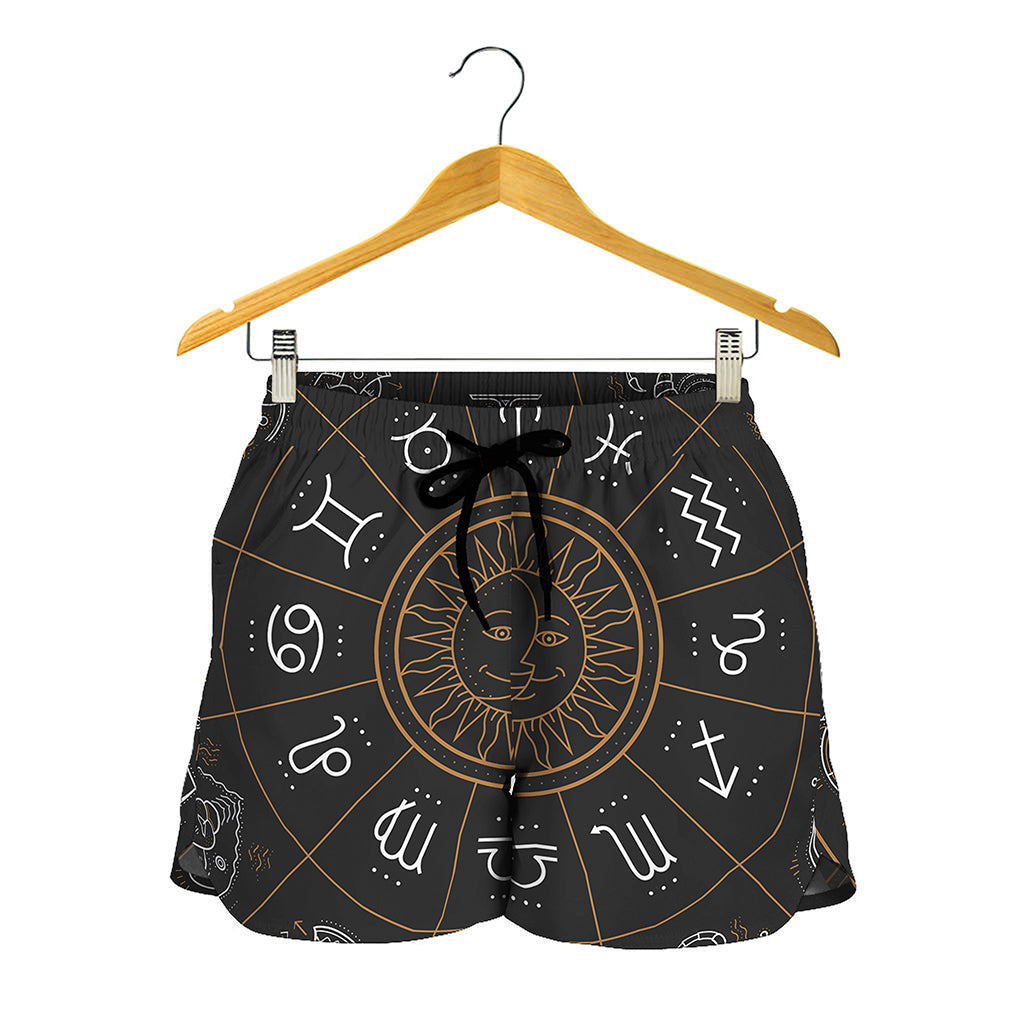 Vintage Zodiac Circle Print Women's Shorts