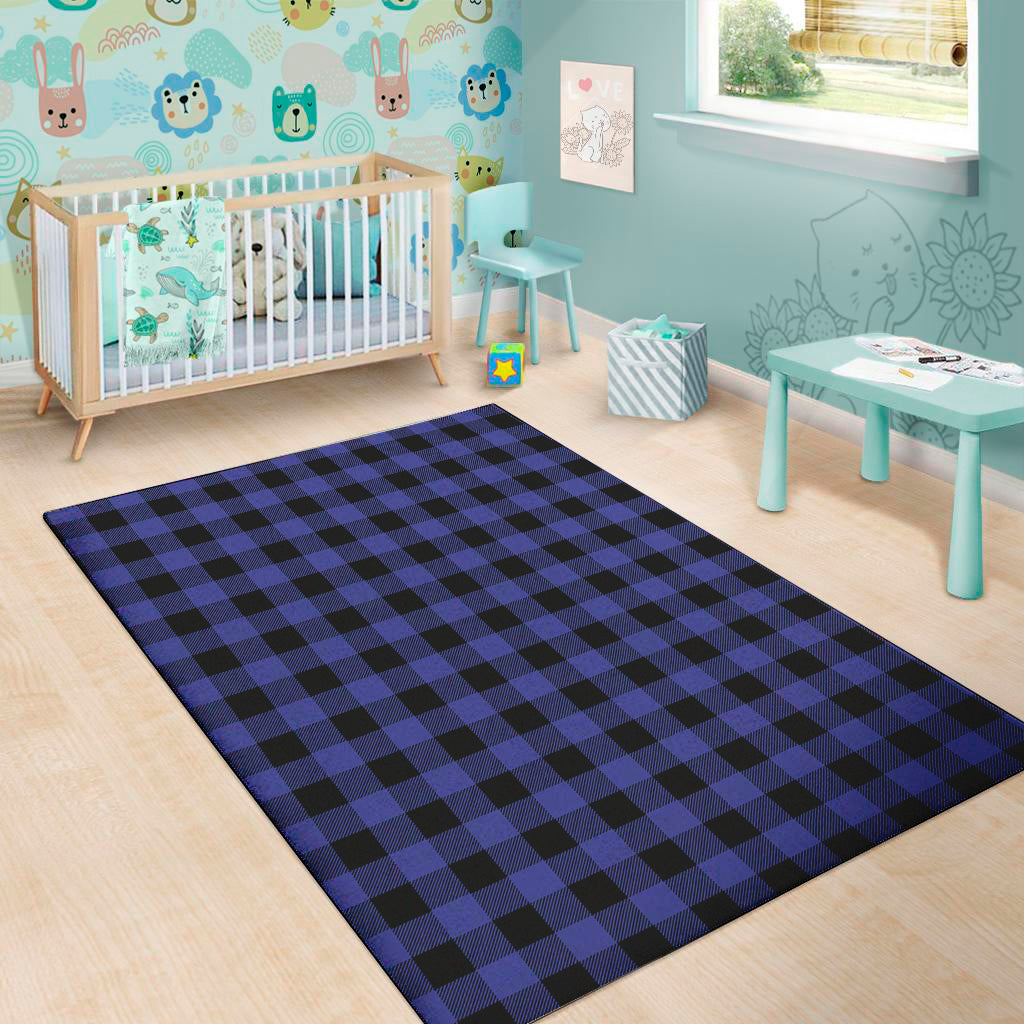 Violet And Black Buffalo Check Print Area Rug