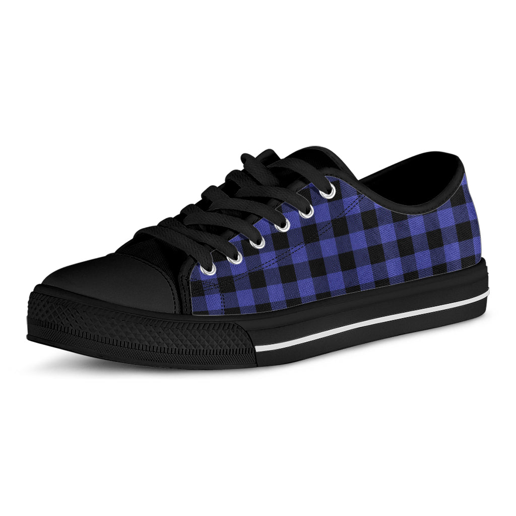 Violet And Black Buffalo Check Print Black Low Top Shoes