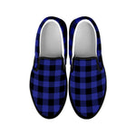 Violet And Black Buffalo Check Print Black Slip On Shoes