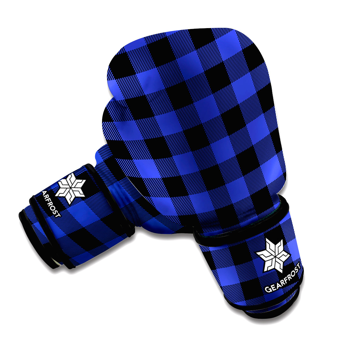 Violet And Black Buffalo Check Print Boxing Gloves