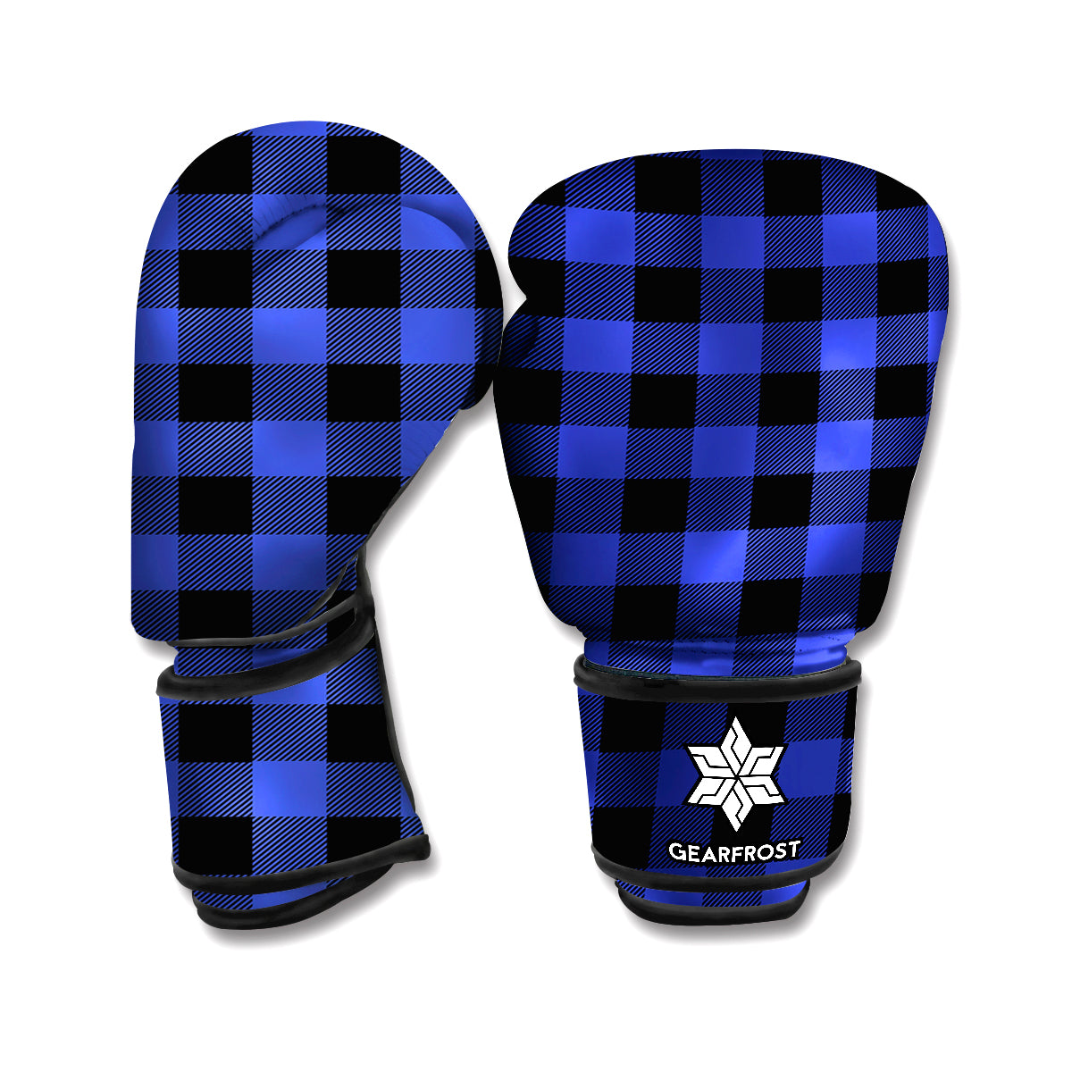 Violet And Black Buffalo Check Print Boxing Gloves