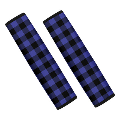 Violet And Black Buffalo Check Print Car Seat Belt Covers