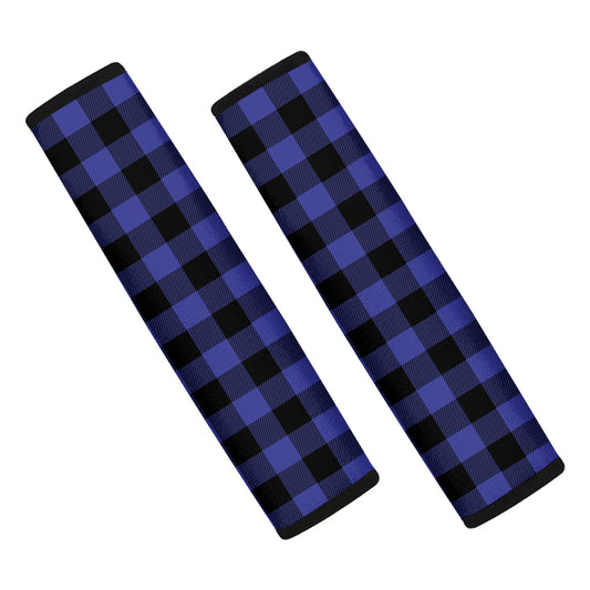 Violet And Black Buffalo Check Print Car Seat Belt Covers