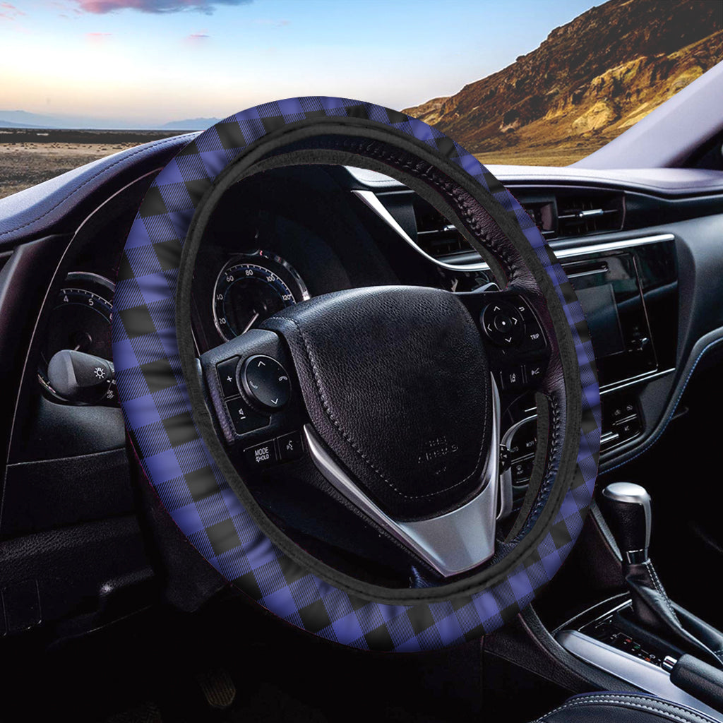 Violet And Black Buffalo Check Print Car Steering Wheel Cover