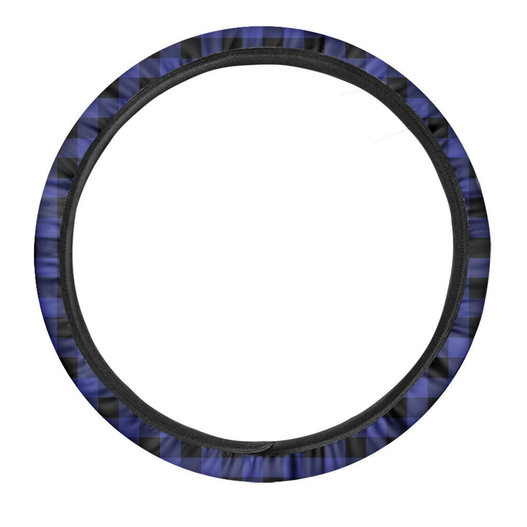 Violet And Black Buffalo Check Print Car Steering Wheel Cover