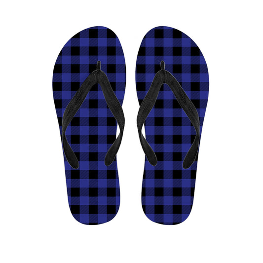 Violet And Black Buffalo Check Print Flip Flops