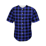 Violet And Black Buffalo Check Print Men's Baseball Jersey
