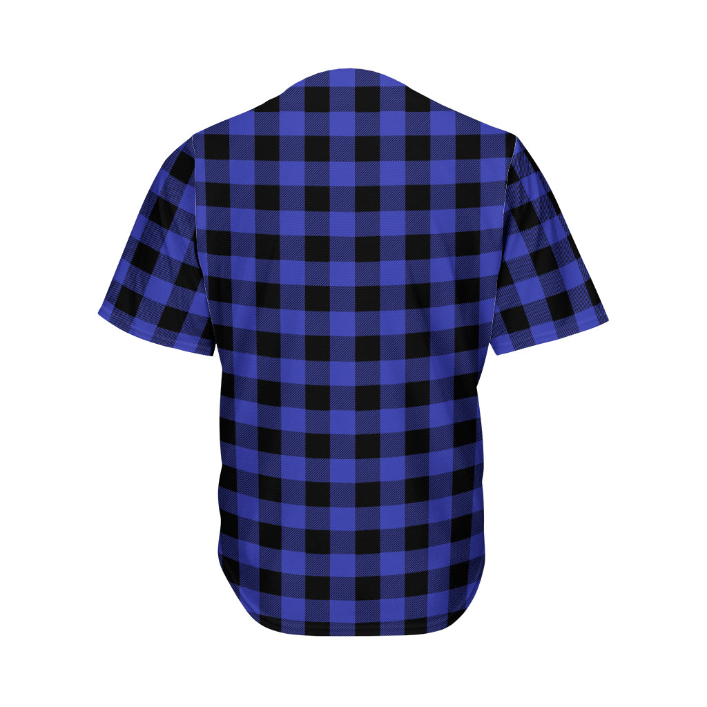 Violet And Black Buffalo Check Print Men's Baseball Jersey