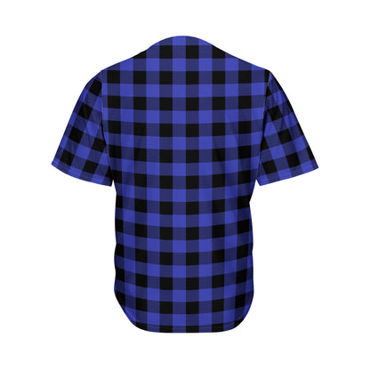 Violet And Black Buffalo Check Print Men's Baseball Jersey