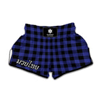 Violet And Black Buffalo Check Print Muay Thai Boxing Shorts
