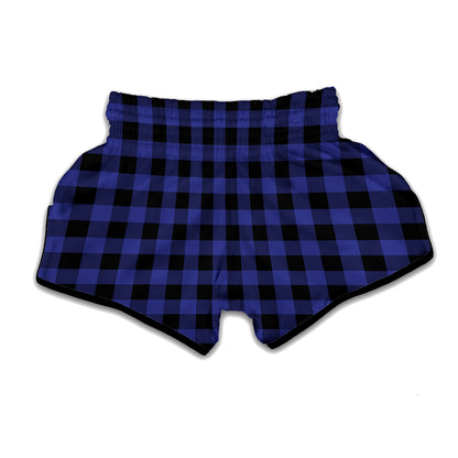 Violet And Black Buffalo Check Print Muay Thai Boxing Shorts