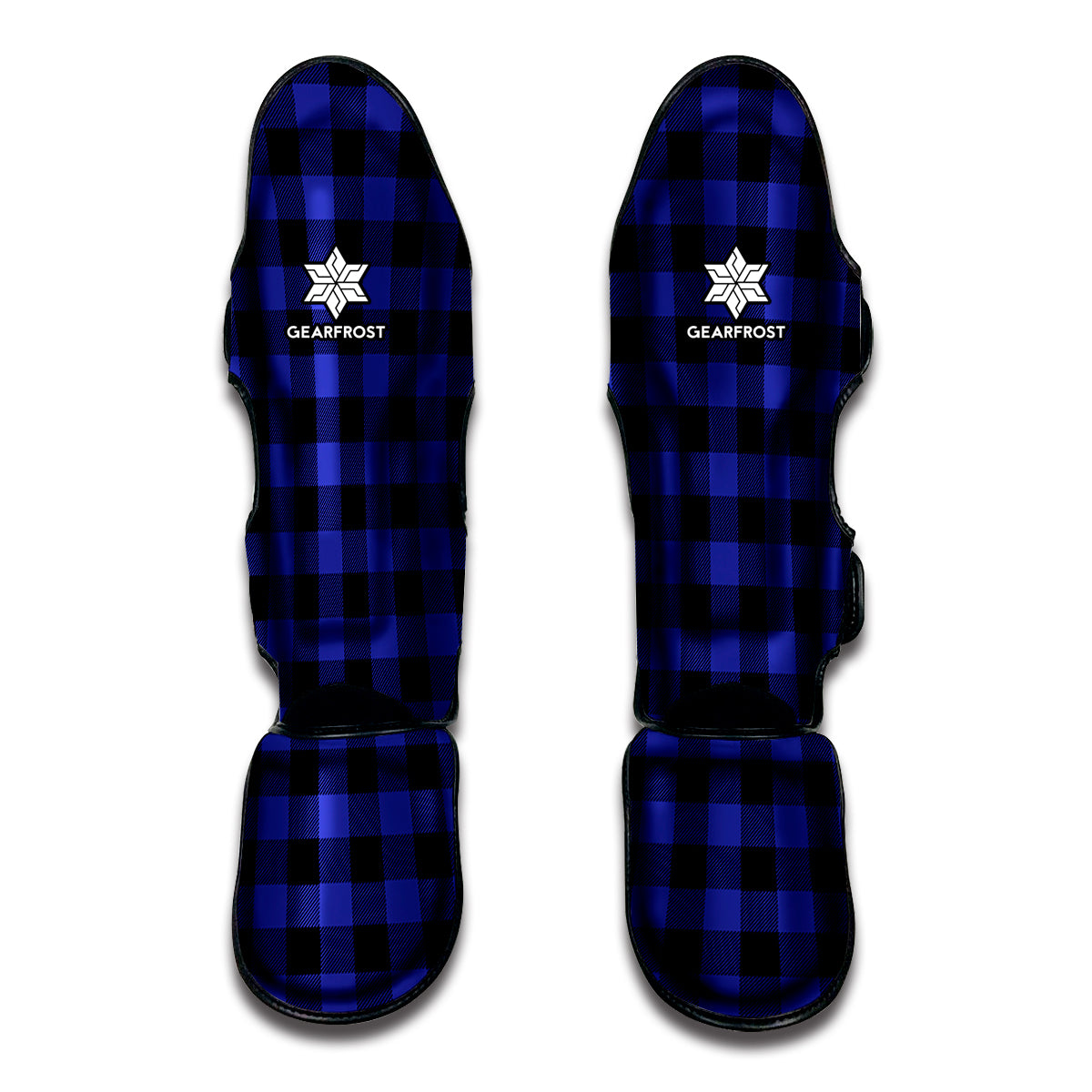 Violet And Black Buffalo Check Print Muay Thai Shin Guard